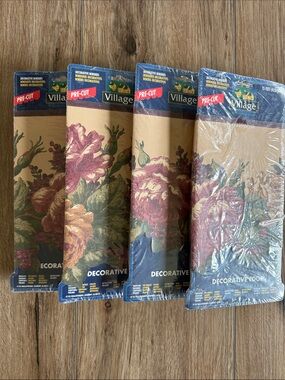 Vintage Classy Village Floral Wallpaper Border - Pink and Tan Floral - set of 4